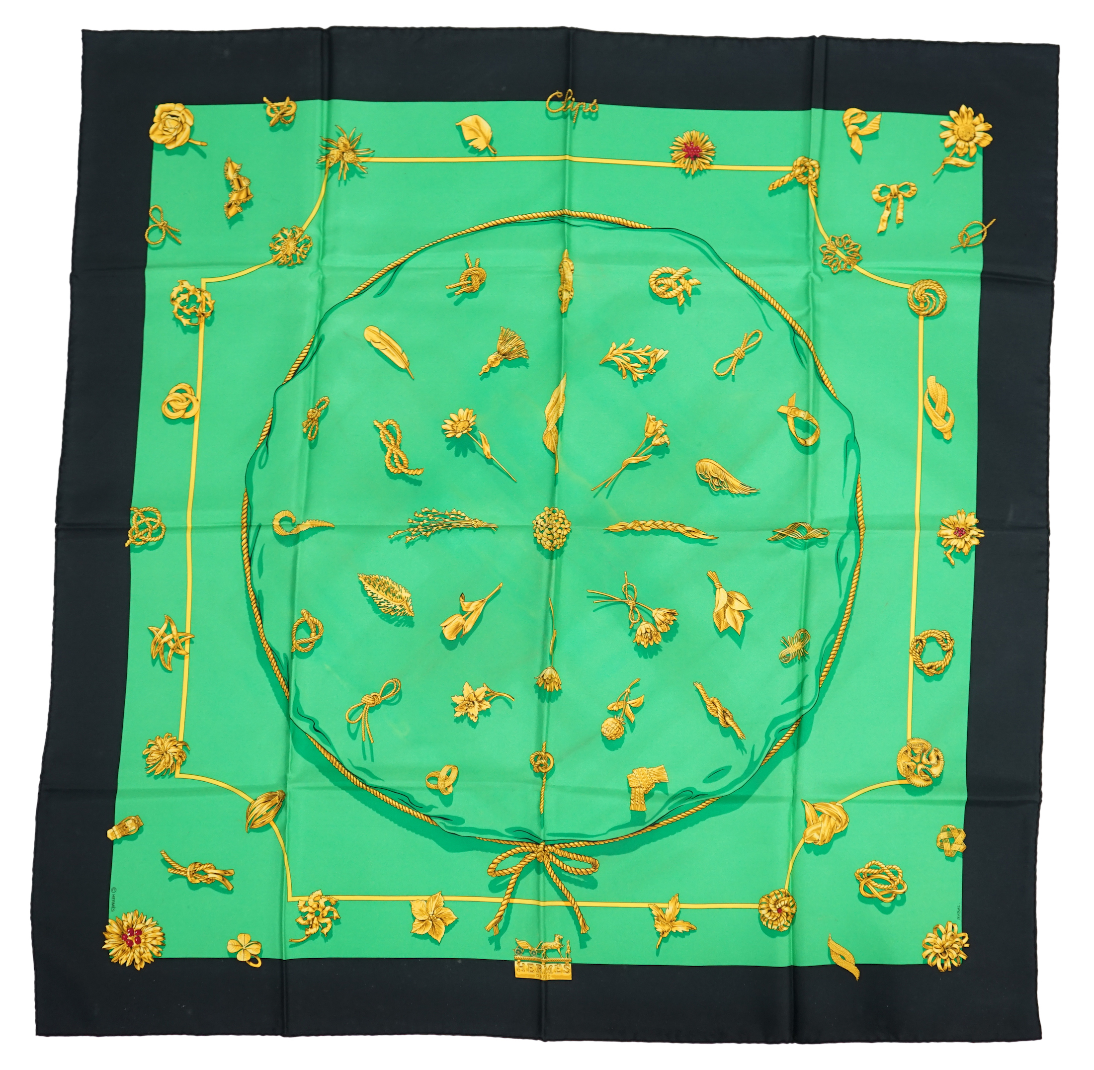 A Hermès 'Clips' 1986 Vladimir Rybaltchenko silk scarf, 90cm x 90 cm